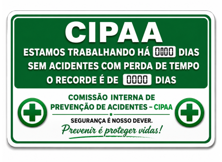 PLACA CONTROLE ESTATÍSTICO DE ACIDENTES- PLACA CIPAA 